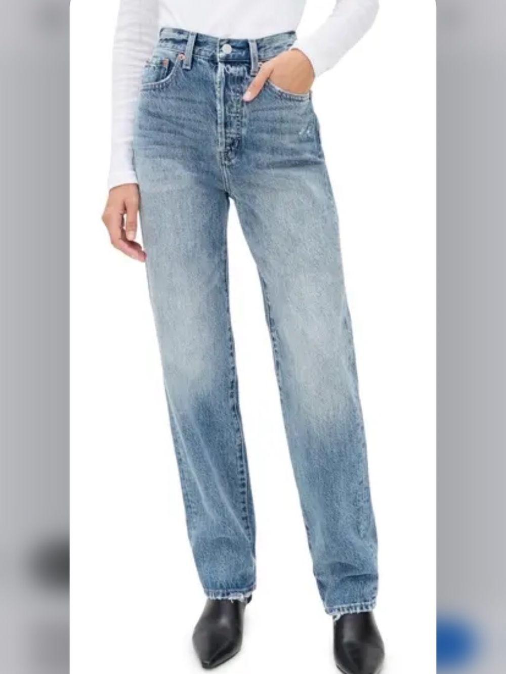 pistola Light Blue High-Rise Straight Leg Jeans